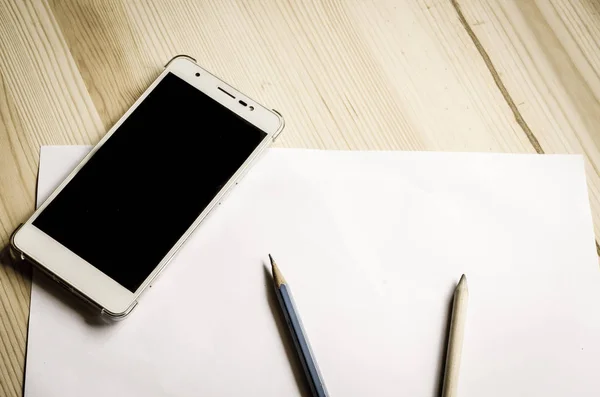 Office Desk Table Supplies View Copy Space — Stock Photo, Image