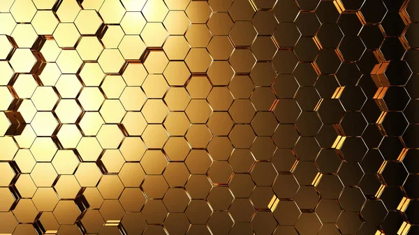 Texture of metal gold hexagons, background