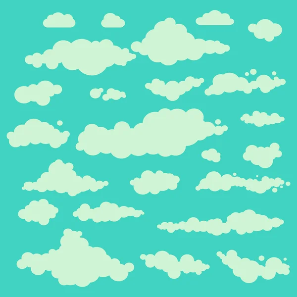 Vectorillustratie van wolken collectie instellen blauw — Stockvector