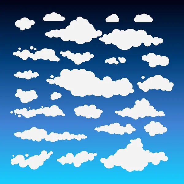 Vectorillustratie van wolken collectie instellen blauw — Stockvector
