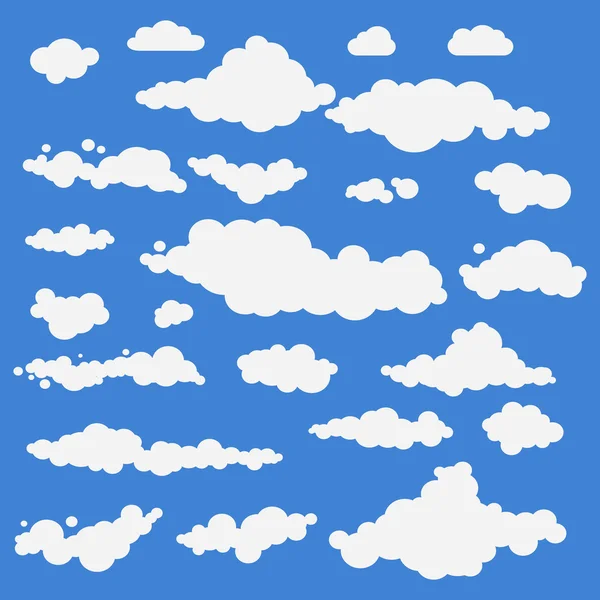 Vektoros illusztráció begyűjtésének clouds készlet kék — Stock Vector