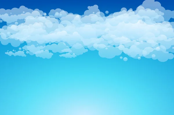 Illustration vectorielle modifiable de nuages légers dans un ciel bleu réalisée à l'aide d'un gradient — Image vectorielle