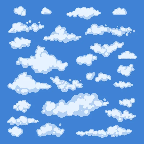 Ensemble de ciel bleu, nuages. forme d'icône. différent. Étiquette de collection, symbole. Vecteur d'éléments graphiques. design pour logo, web et impression . — Image vectorielle