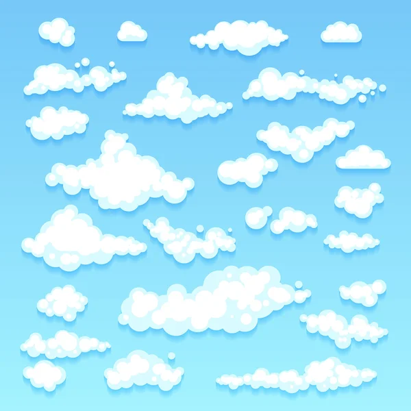 Ensemble de ciel bleu, nuages. forme d'icône. différent. Étiquette de collection, symbole. Vecteur d'éléments graphiques. design pour logo, web et impression . — Image vectorielle