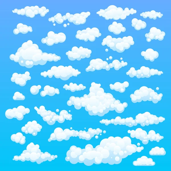 Nuvole di cartoni animati. Illustrazione su sfondo blu per il disegno — Vettoriale Stock