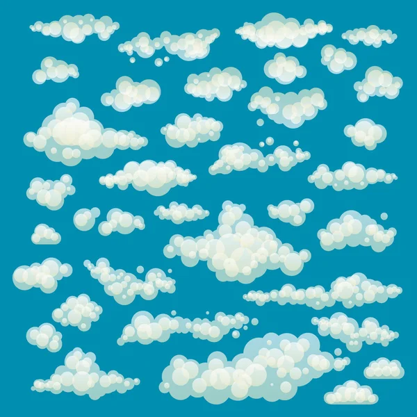 Set van blauwe hemel, wolken. de vorm van het pictogram. verschillende. Collectie label, symbool. Grafisch element vector. ontwerp voor het logo, web en print. — Stockvector