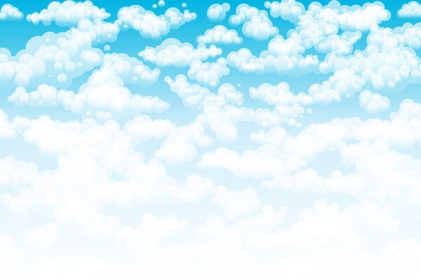 Blue sky with clouds. Vector background