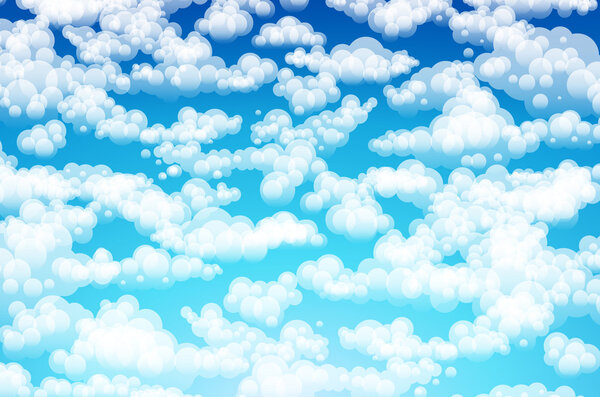Blue sky with clouds. Vector background