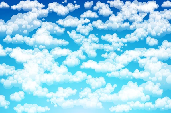Nuvole vettoriali. Nuvole di cartoni animati. Illustrazione su sfondo blu per il disegno — Vettoriale Stock