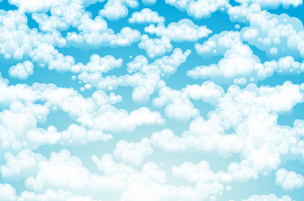 Blue sky with clouds. Vector background