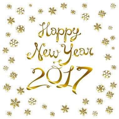 Mutlu yeni yıl kartı. Altın kıvılcımlar siyah zemin üzerinde altın şablonu. Mutlu yeni yıl 2017. Tasarım şablonu. Vektör çizim.