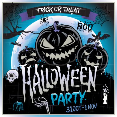 Mutlu Cadılar Bayramı Posteri. Vektör illüstrasyonu.