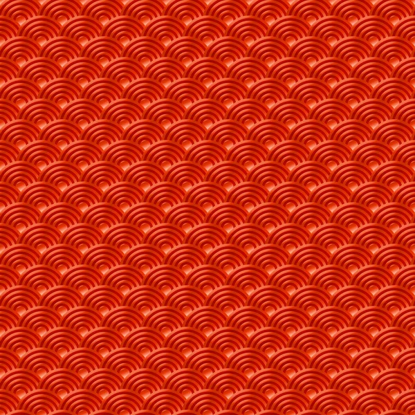 Красный китайский бесшовный рисунок рыбы-дракона масштабирует простой бесшовный рисунок Природный фон с японским волновым кругом векторного корейского — стоковый вектор