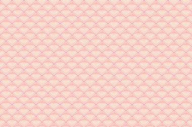 Dikişsiz desen ejderha balık Japon dalga daire desen pastel renkler ile basit seamless modeli doğa arka plan ışık Turuncu pembe arka plan üzerinde ölçekler. Vektör