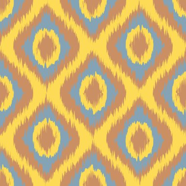 Sarı sorunsuz kamuflaj Ogee Ikat örgü arka plan deseni vektör