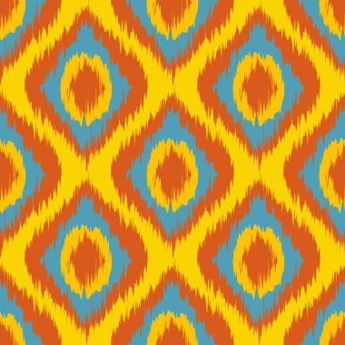 Sarı sorunsuz kamuflaj Ogee Ikat örgü arka plan deseni vektör