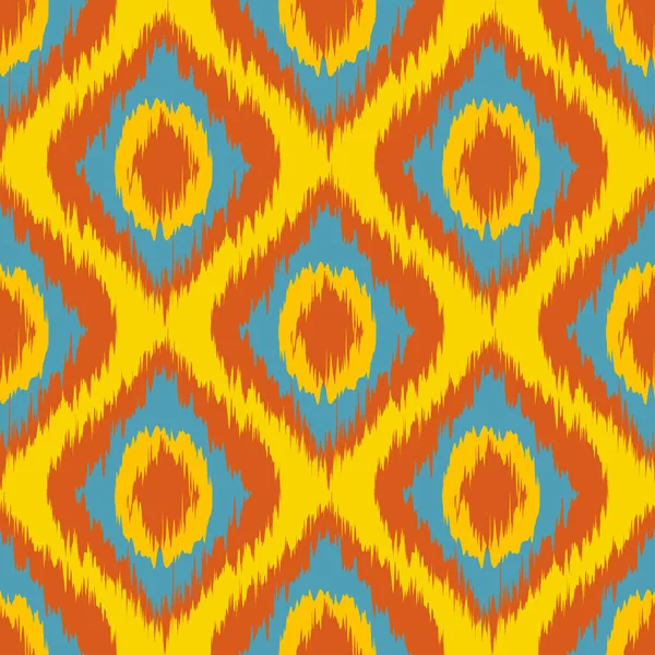 イカット織りバック グラウンド パターン ベクトルで黄色のシームレスな迷彩オギー — ストックベクタ