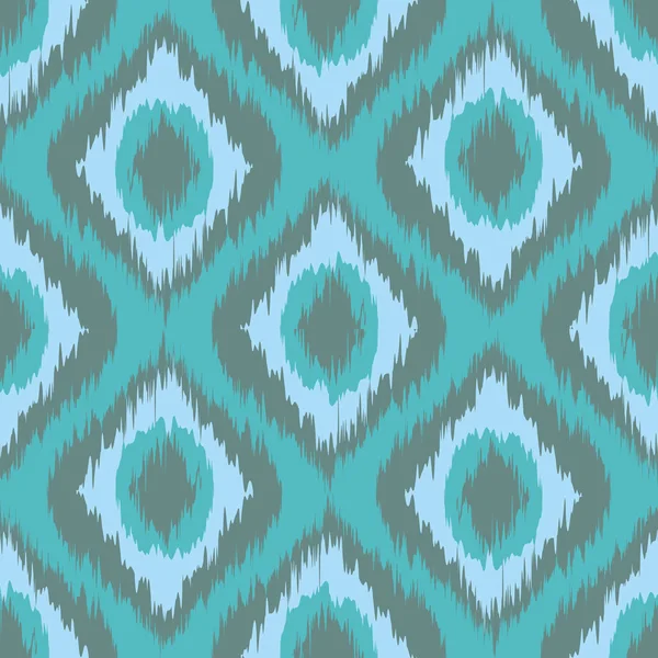 Patrón sin costuras Tribal Art Ikat Ogee en azul clásico tradicional y color gris menta vector — Archivo Imágenes Vectoriales