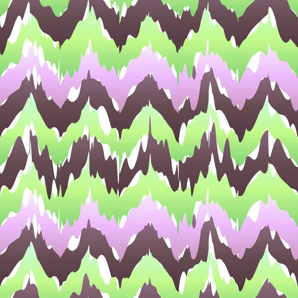 Colorful zigzag geometric seamless pattern in pink and green, vector ikat pattern — Stock Vector
