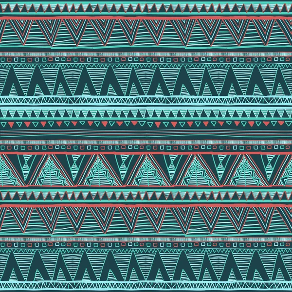 ジグザグ線とひし形の幾何学的のシームレスな観賞用背景。民族の織物のパターン。部族のテクスチャです。シームレスなベクトル民族 — ストックベクタ