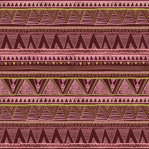 Patrón étnico boho sin costuras. Impresión de arte tribal. Textura de fondo, envoltura, papel pintado vector rosa roja — Archivo Imágenes Vectoriales