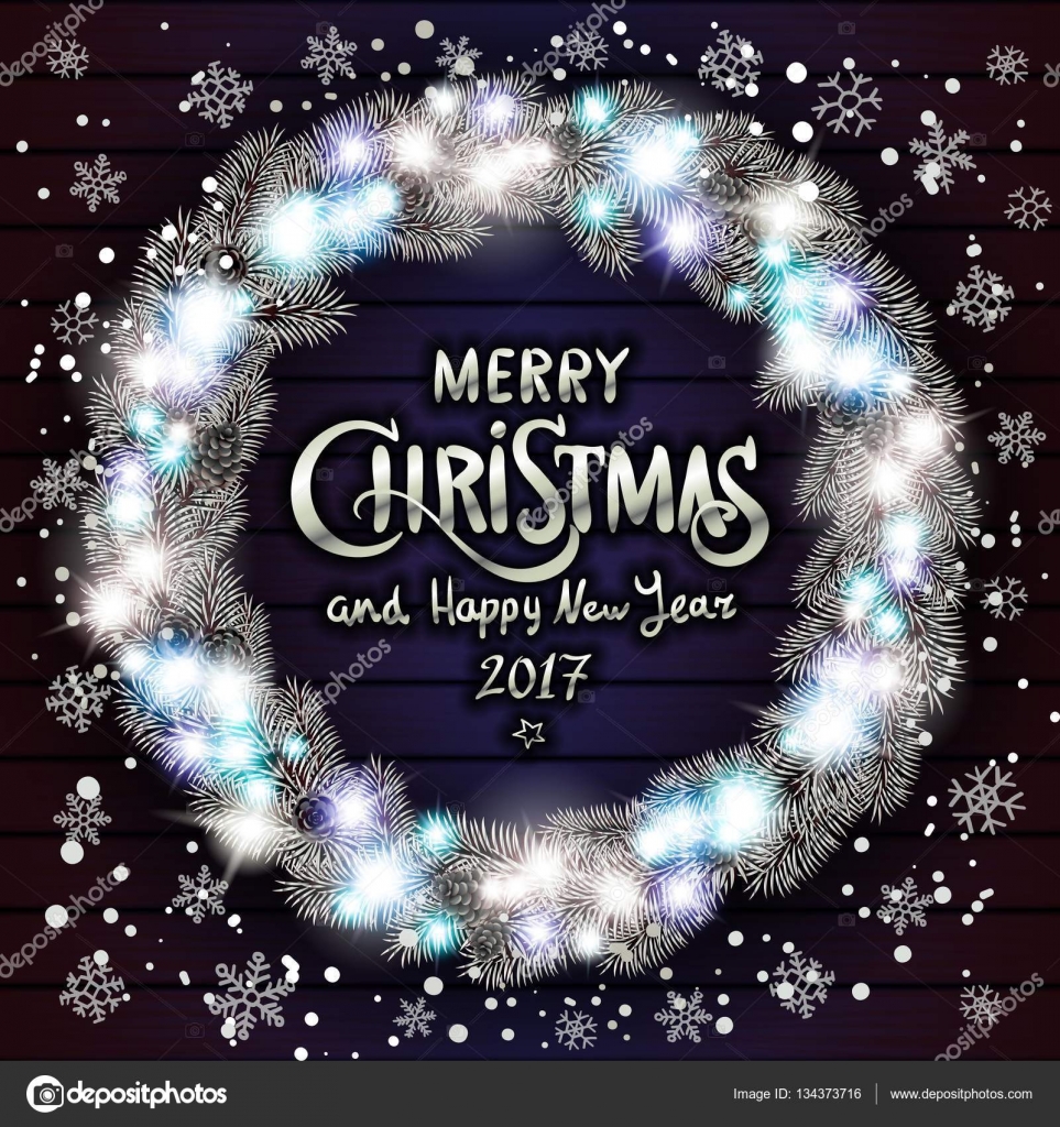 Prettige kerstdagen en gelukkig Nieuwjaar 2017. Gloedvolle kerst krans