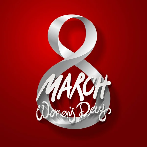 Tarjeta de felicitación del 8 de marzo. Día Internacional de la Mujer. vector. fondo rojo — Archivo Imágenes Vectoriales