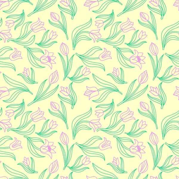 Color Patrón floral sin costuras con tulipanes. Ilustración vectorial . — Vector de stock