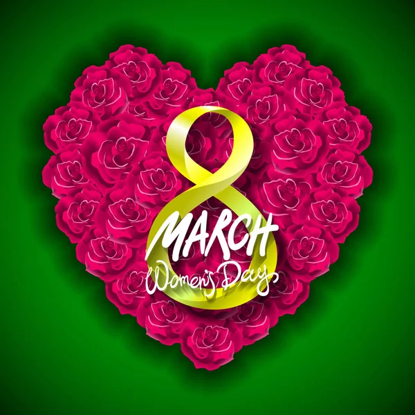 Vector moderno día de San Valentín u 8 fondo de marzo. Día de las madres. Tarjeta de felicitación. Día Internacional de la Mujer. rosa rosa fondo del corazón. flor — Archivo Imágenes Vectoriales