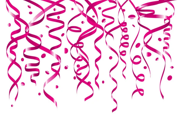 Векторный абстрактный фон со многими падающими розовыми крошечными конфетти куски национальной груди canser ожидания месяц. лента — стоковый вектор