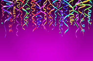 Renkli konfeti dekorasyon tasarım, Web sitesi, pembe bir arka plan, afiş için vektör Illustration. Tatil Partisi öğe şablonu. Festival nesnesi izole