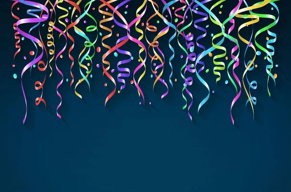 Färgglada konfetti på blå bakgrund. Celebration mall band. Vektorillustration — Stock vektor