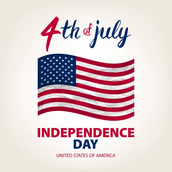 4. Juli USA eine Grußkarte zum Unabhängigkeitstag. 4. Juli. Vereinigte Staaten von Amerika feiern Tapete. Nationalfeiertag uns Flagge Karte Design. — Stockvektor