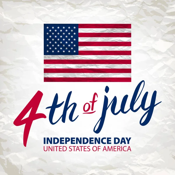 Quatro de julho EUA Independência Dia cartão de saudação. 4 de Julho. Estados Unidos da América celebração papel de parede. feriado nacional design de cartão de bandeira dos EUA . — Vetor de Stock