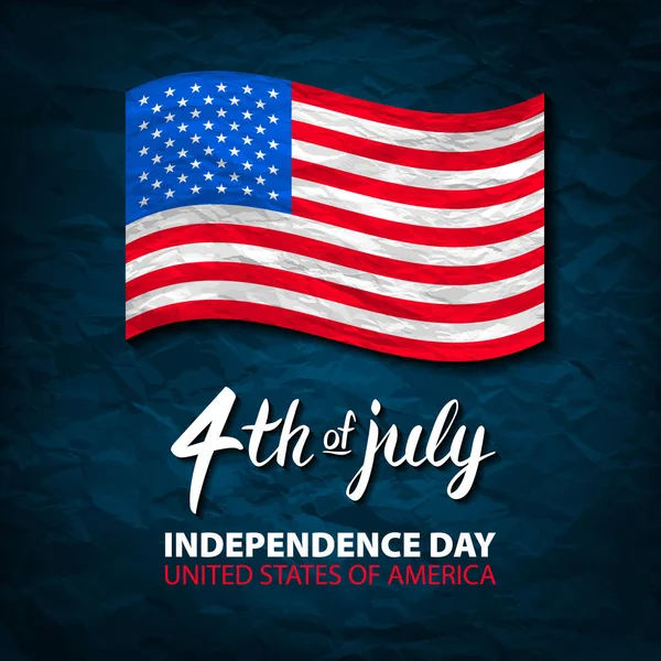Quatro de julho EUA Independência Dia cartão de saudação. 4 de Julho. Estados Unidos da América celebração papel de parede. feriado nacional design de cartão de bandeira dos EUA . — Vetor de Stock