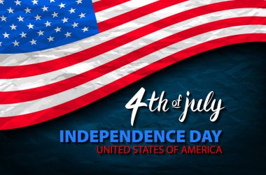 Dört Temmuz ABD Bağımsızlık Günü tebrik kartı. 4 Temmuz th. Amerika Birleşik Devletleri kutlama duvar kağıdı. ulusal tatil bize kart tasarımı bayrak.