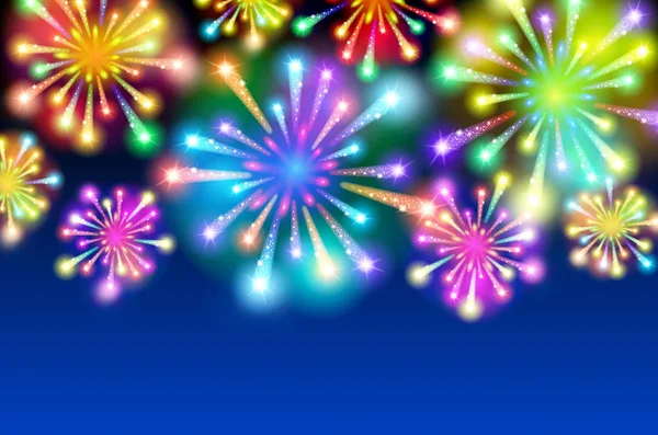 Large Fireworks Display - vector illustration background — Stock Vector