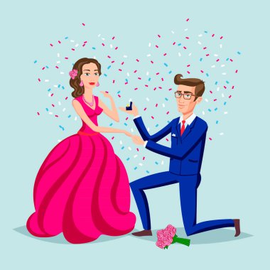 pink mavi teklif el ve kalp gelin ve damat üzerinde 