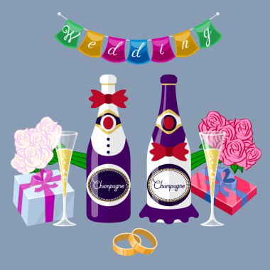 Şampanya düğün davetiye yaratıcı kutlama 