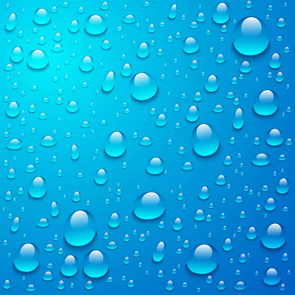 Gocce d'acqua blu su uno sfondo trasparente. Vettore . — Vettoriale Stock