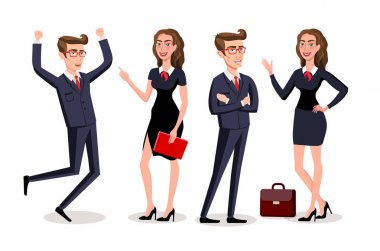 İş insanlar takım çalışması, vektör çizim çizgi film karakteri.