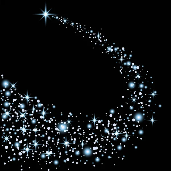Abstract Bright Falling Star - Christmas Star - Shooting Star with Twinkling Star Trail on Dark Blue Background - Meteoroid, Comet, Asteroid - Backdrop Vector Illustration — Stock Vector