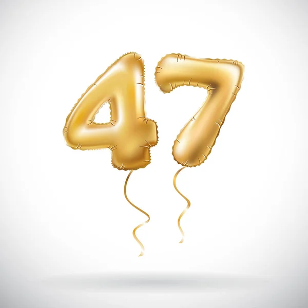 Vecteur numéro d'or 47 47 ballon métallique. Décoration de fête ballons dorés. Signe d'anniversaire pour des vacances heureuses, célébration, anniversaire, carnaval, nouvelle année . — Image vectorielle