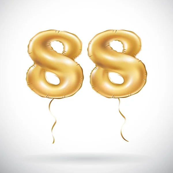 Vector gyllene nummer 88 åttio åtta metallic ballong. Dekoration gyllene ballonger. Årsdagen tecken för lycklig semester, fest, födelsedag, karneval, nyår. — Stock vektor