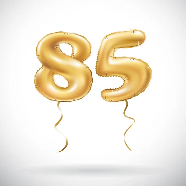 Vector gyllene nummer 85 åttiofem metalliska ballong. Dekoration gyllene ballonger. Årsdagen tecken för lycklig semester, fest, födelsedag, karneval, nyår. — Stock vektor