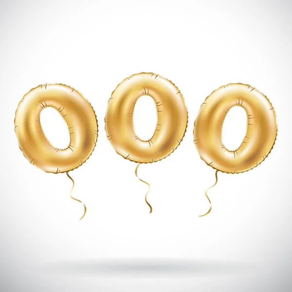 Vector Golden number 000 Três zeros balão metálico. Festa decoração balões dourados. Sinal de aniversário para férias felizes, celebração, aniversário, carnaval, ano novo . —  Vetores de Stock