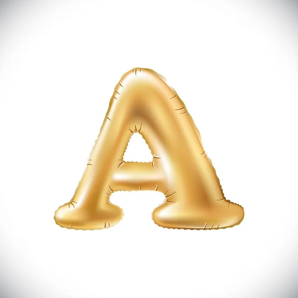 Vector μεταλλικό χρυσό A μπαλόνια, χρυσό γράμμα. το νέο έτος, διακοπές, γενέθλια, γιορτή. Χρυσό γυαλιστερό λαμπρό γραμματοσειράς στον αέρα. — Διανυσματικό Αρχείο