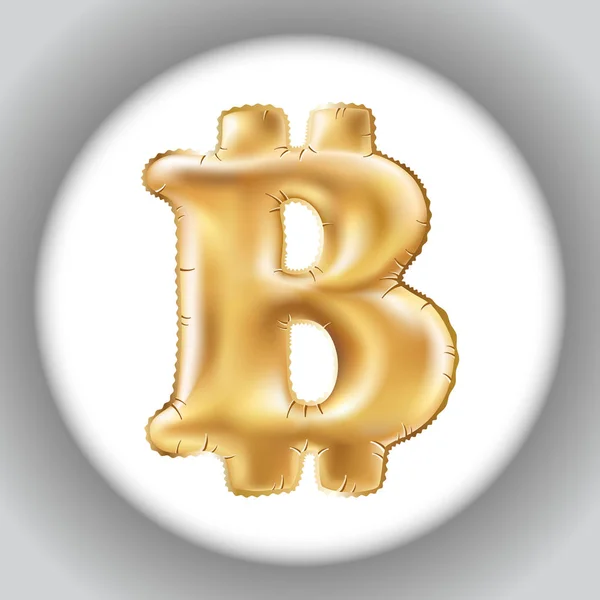 Вектор Metallic Gold B bitcoin символ Воздушные шары, золотая буква. Новый год, праздник, день рождения, праздник. Золотой блестящий яркий шрифт в воздухе . — стоковый вектор