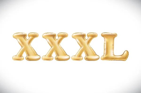 Vector Metallic Gold XXXL Globos, letra dorada. Año nuevo, vacaciones, cumpleaños, celebración. Oro brillante fuente brillante en el aire . — Vector de stock