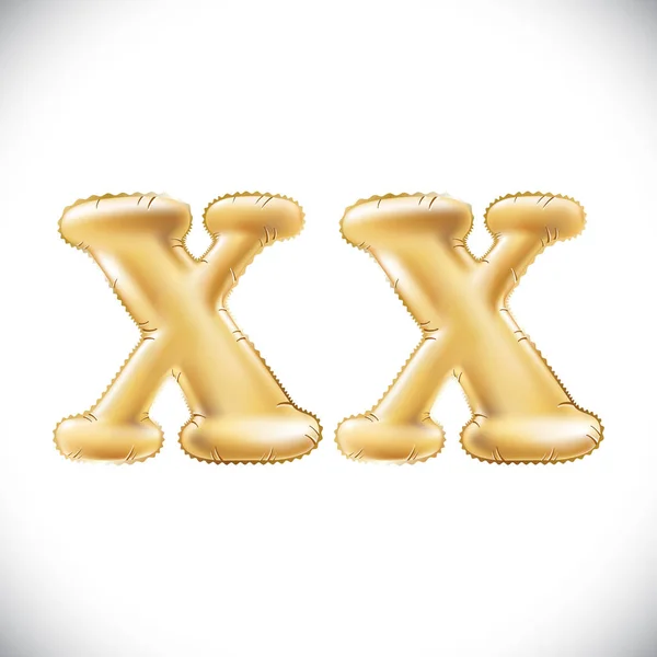 Balón písmeno X x realistický 3d izolované zlaté helium abc abeceda Zlaté písmo text bubliny. Výzdobný prvek pro narozeninové nebo svatební design pozdrav na bílém pozadí — Stockový vektor